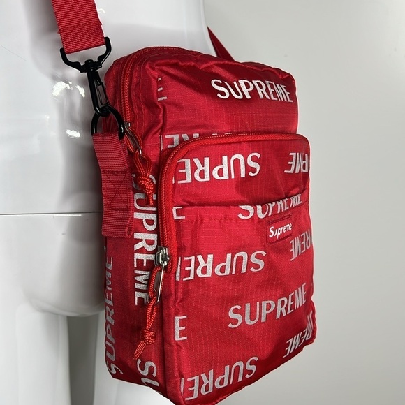 Supreme Red Nylon Cordura Triple Compartment Adjustable Crossbody Bag - Picture 2 of 11